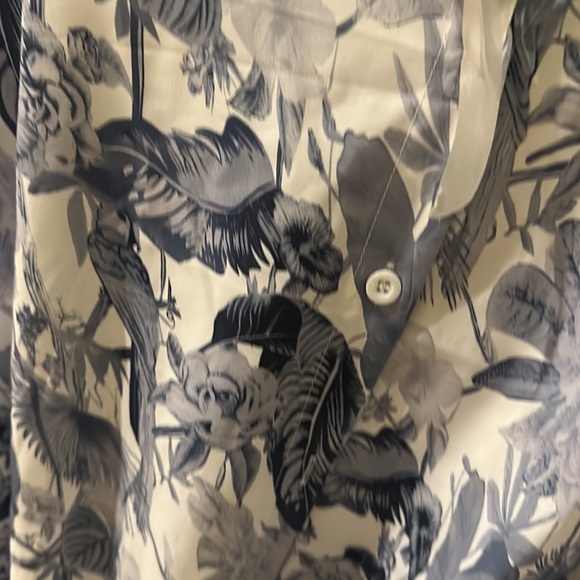 Tropical print blue and white dress with belt - Picture 3 of 3